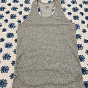 Athleta Grey & White Ruched Sides Racerback Tank Top Size S
